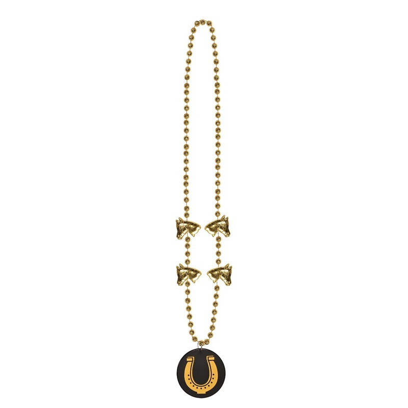 12 Pack Beistle Party Bead Necklaces with Horseshoe Medallion