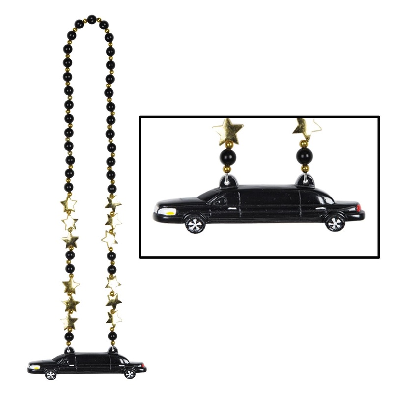 12 Pack Beistle Party Bead Necklaces with Limo Medallion