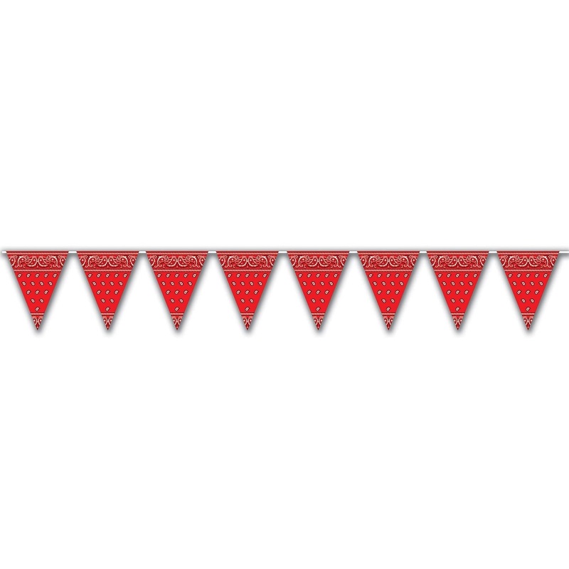 12 Pack Beistle Red Bandana Party Pennant Banner