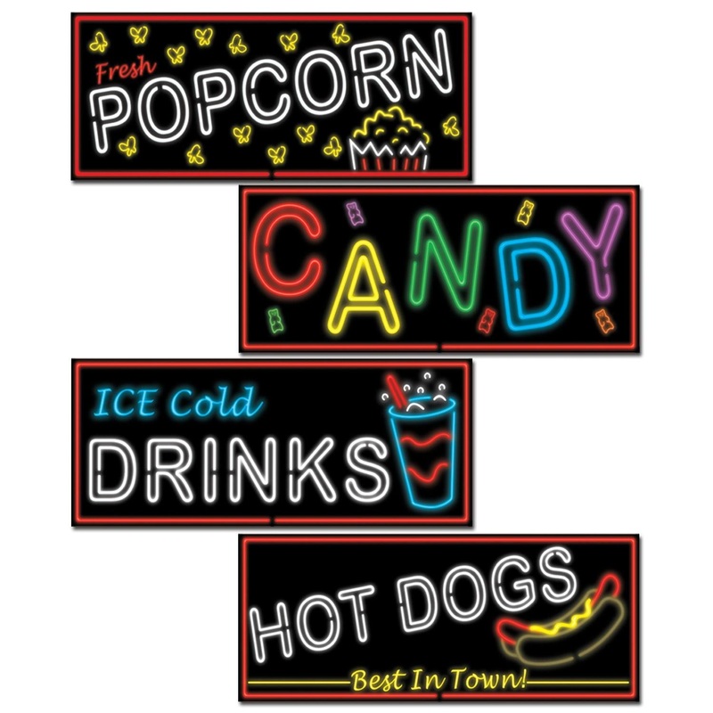 48 Pack Beistle Neon Food Sign Party Cutouts