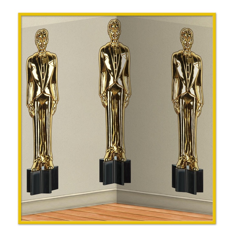 6 Pack Beistle Awards Night Male Statuettes Party Backdrop