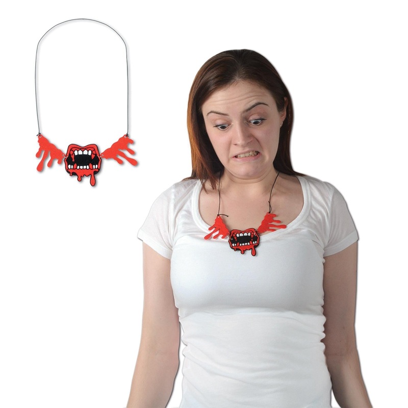 12 Pack Beistle Halloween Bloody Fangs Necklace