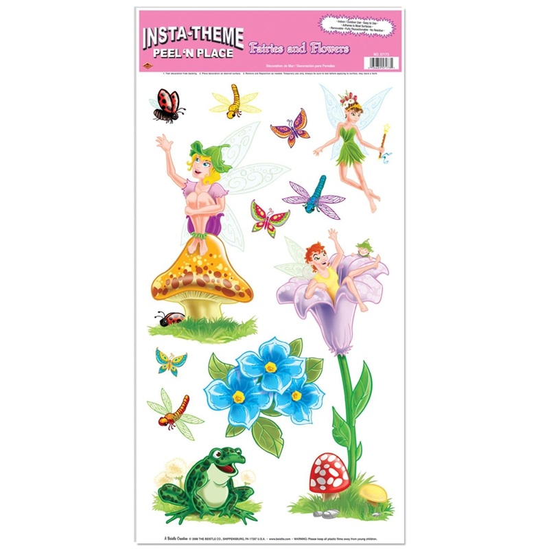 144 Piece Beistle Fairies/Flowers Peel 'N Place Clings Party Decor