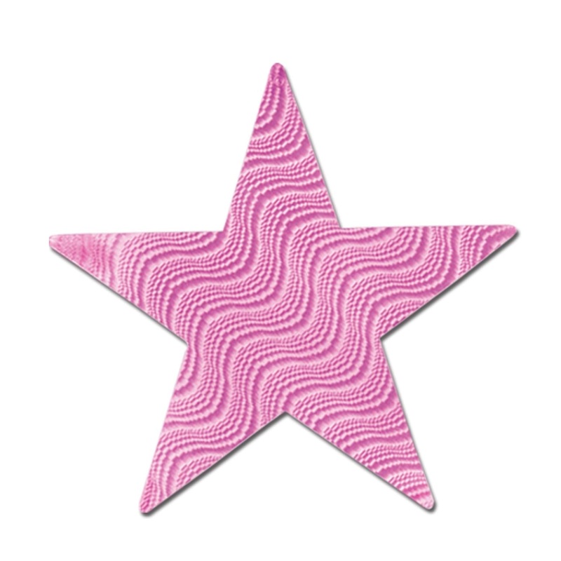 24 Pack Beistle 12" Embossed Foil Star Cutout - Pink