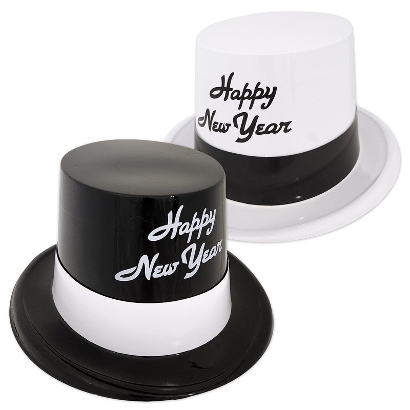 25 Pack Beistle Black & White Legacy New Years Party Topper Hats