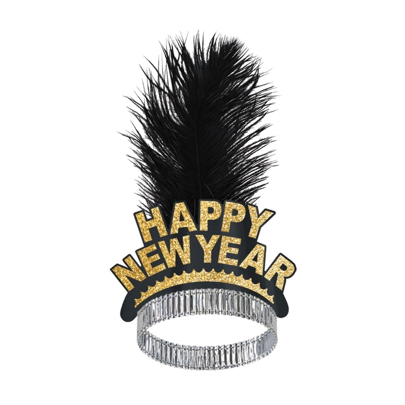 50 Pack Beistle New Year's Eve Black/Gold Swing Tiara
