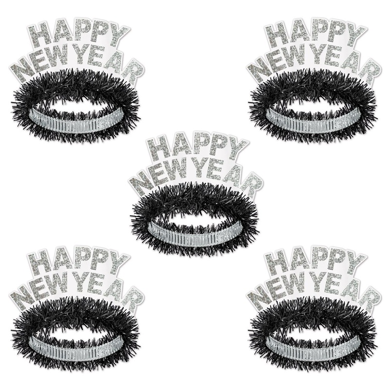 50 Pack Beistle New Year's Eve Black/White Legacy Tiara