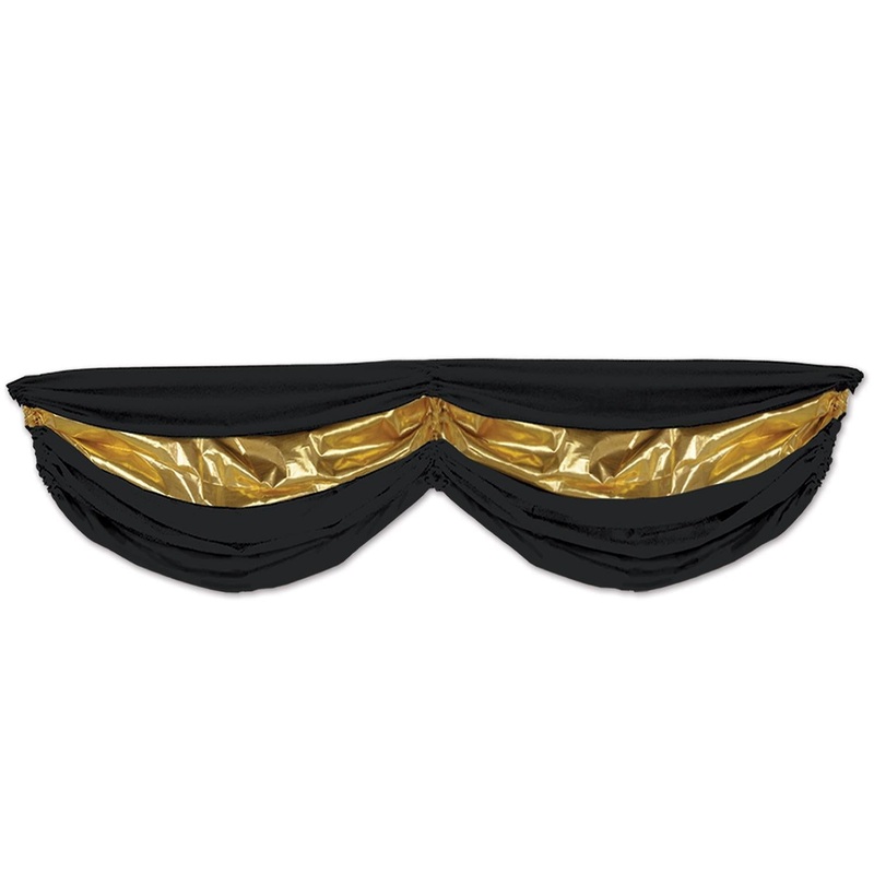6 Pack Beistle Black/Gold Fabric Party Bunting