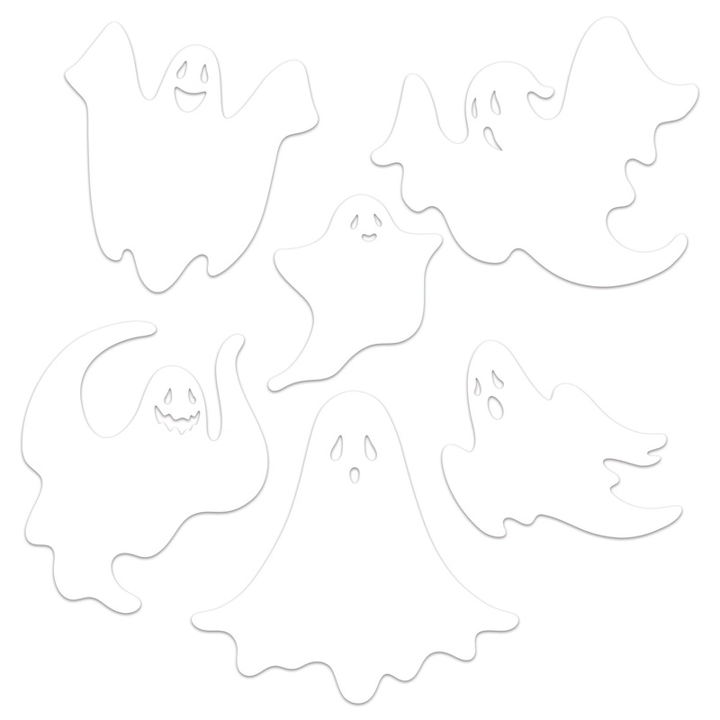 72 Pack Beistle Plastic Die-Cut Ghost Decorations