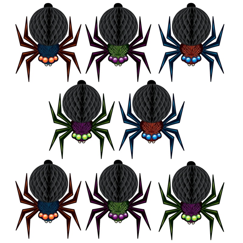 96 Pack Beistle Halloween Mini Tissue Spiders