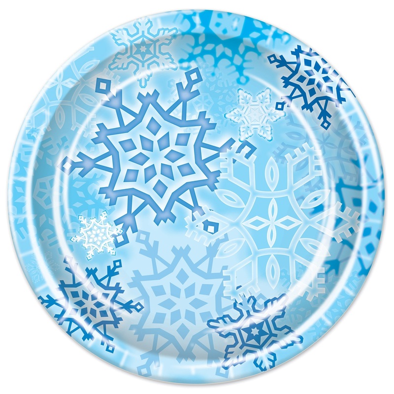 96 Pack Beistle Snowflake 9 inch Paper Plates