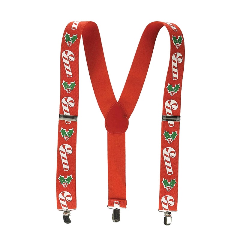12 Pack Beistle Christmas Candy Cane/Holly Suspenders