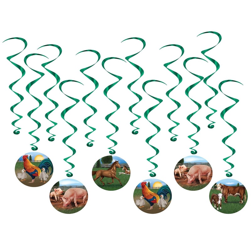 72 Pack Beistle Farm Animal Party Whirls
