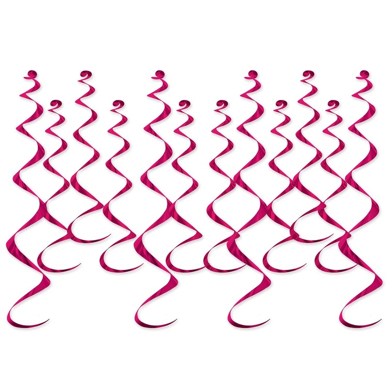 72 Pack Beistle Metallic Party Whirls cerise