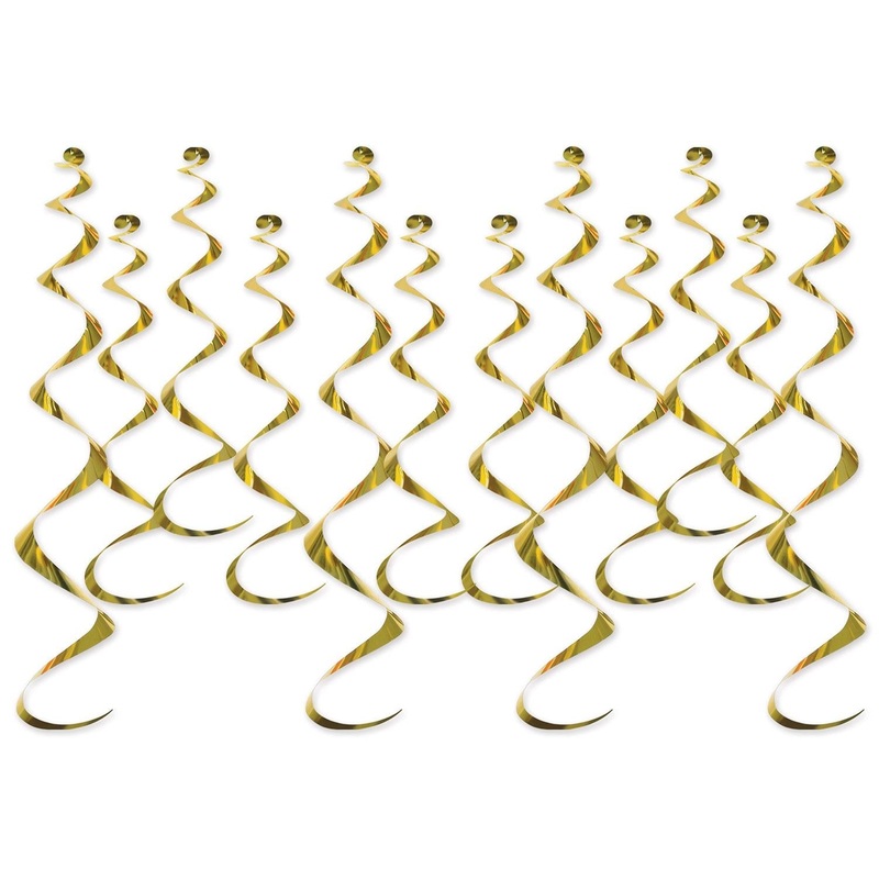 72 Pack Beistle Metallic Party Whirls gold