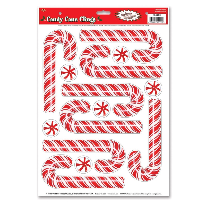 96 Piece Beistle Christmas Candy Cane Clings
