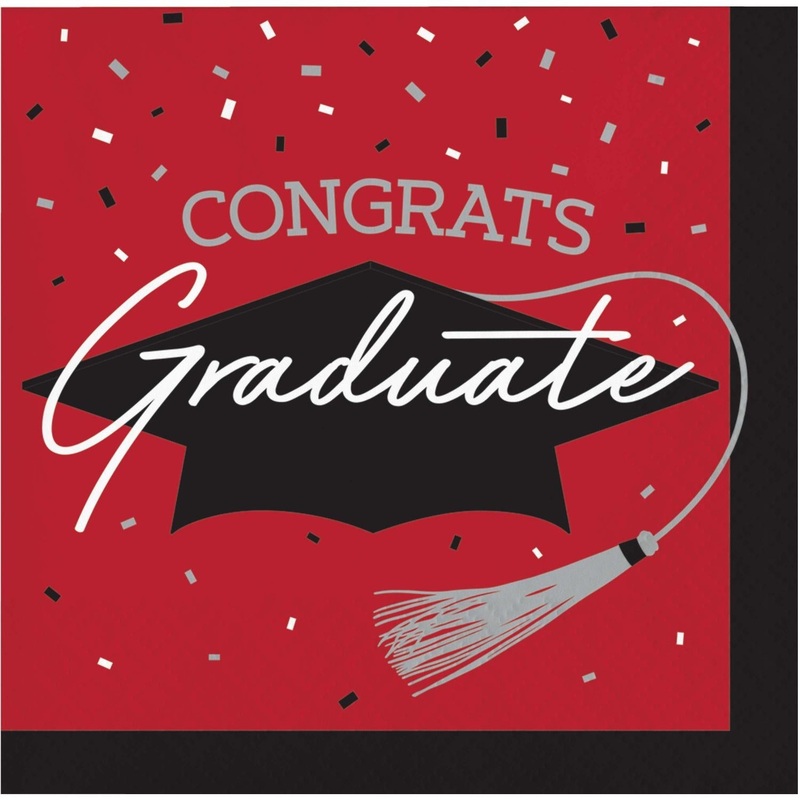 Classic Red Graduation Beverage Napkins (36/Pkg)
