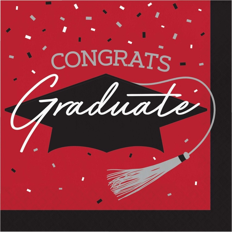 Classic Red Graduation Luncheon Napkins (36/Pkg)