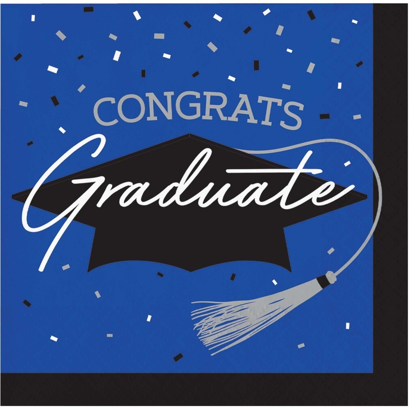 Cobalt Blue Graduation Beverage Napkins (36/Pkg)