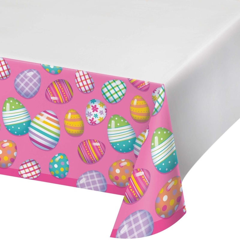 Happy Eggster Easter Paper Tablecover Border Print, 54"x 96"