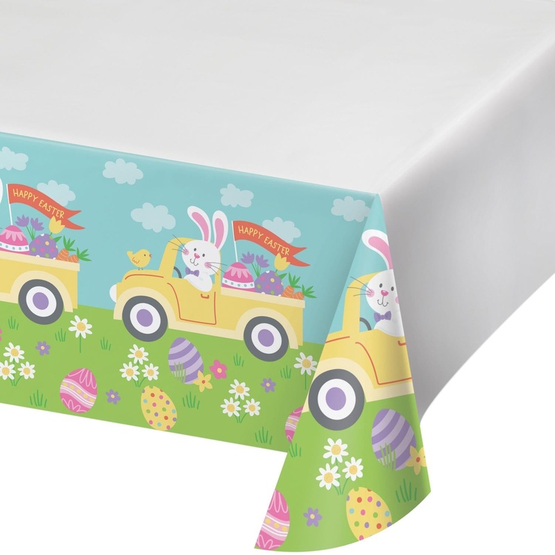 Hippity Hoppity Easter Paper Tablecover Border Print, 54"x 96"
