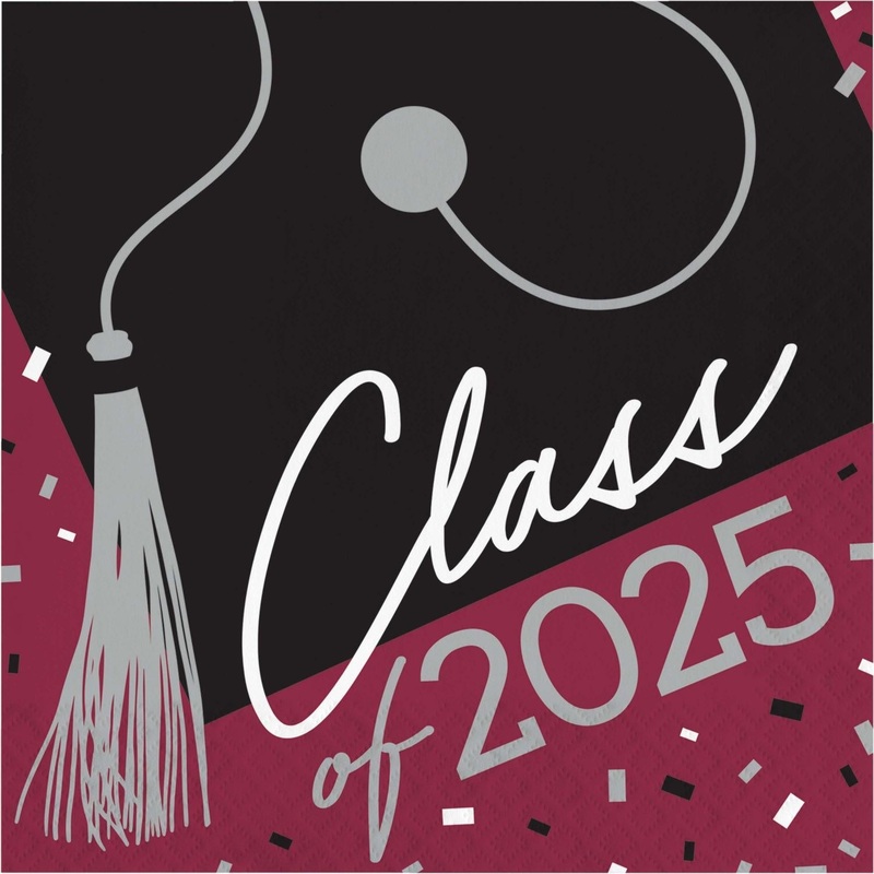 Burgundy Graduation Class of 2025 Luncheon Napkins (36/Pkg)