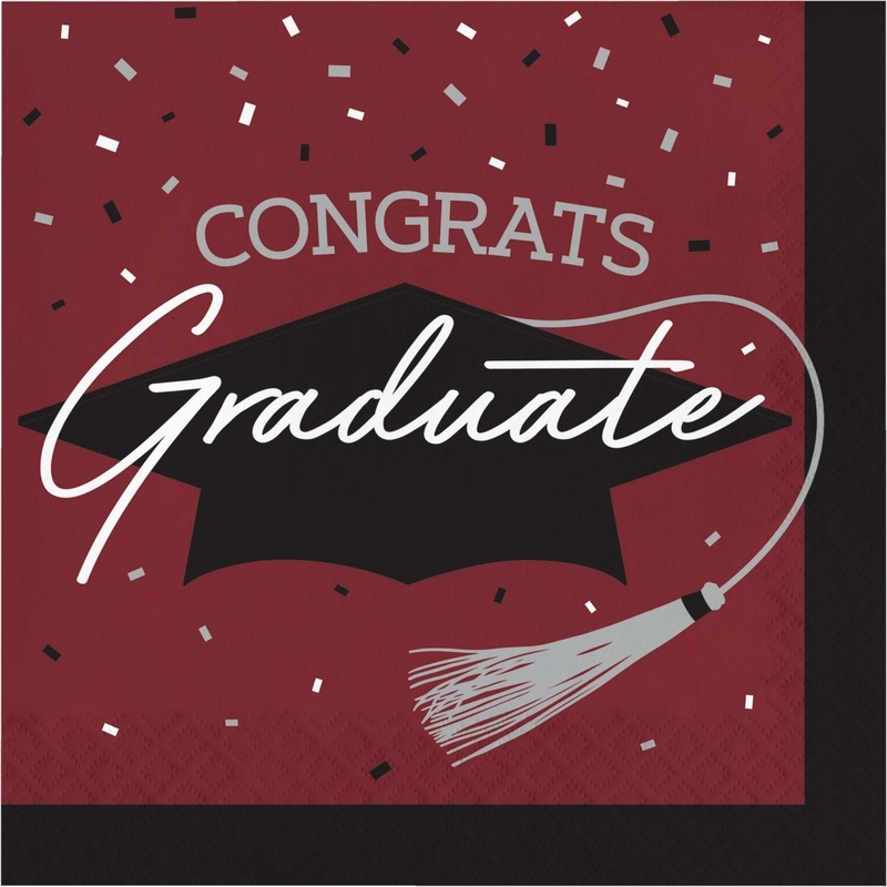 Burgundy Graduation Luncheon Napkins (36/Pkg)