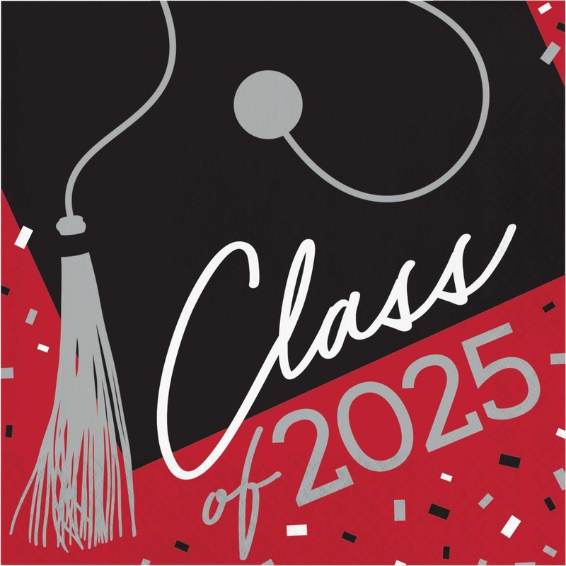 Classic Red Graduation Class of 2025 Luncheon Napkins (36/Pkg)