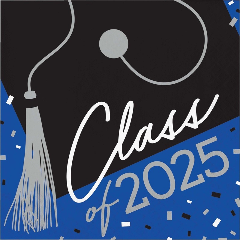 Cobalt Blue Graduation Class of 2025 Luncheon Napkins (36/Pkg)