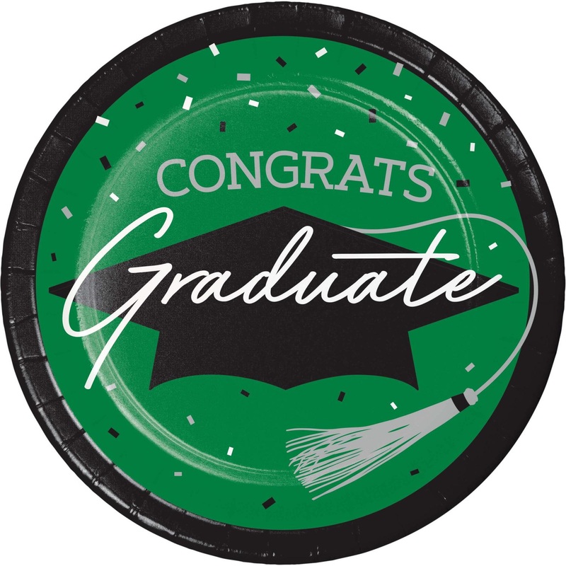 Emerald Green Graduation 8.75 Inch Paper Plates (18/Pkg)