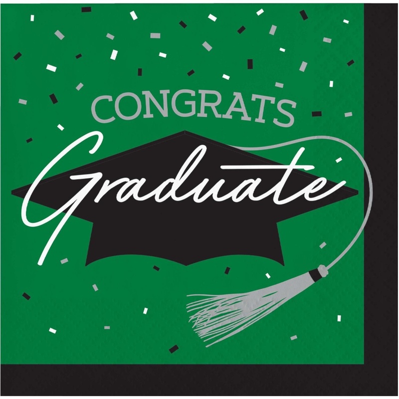 Emerald Green Graduation Beverage Napkins (36/Pkg)