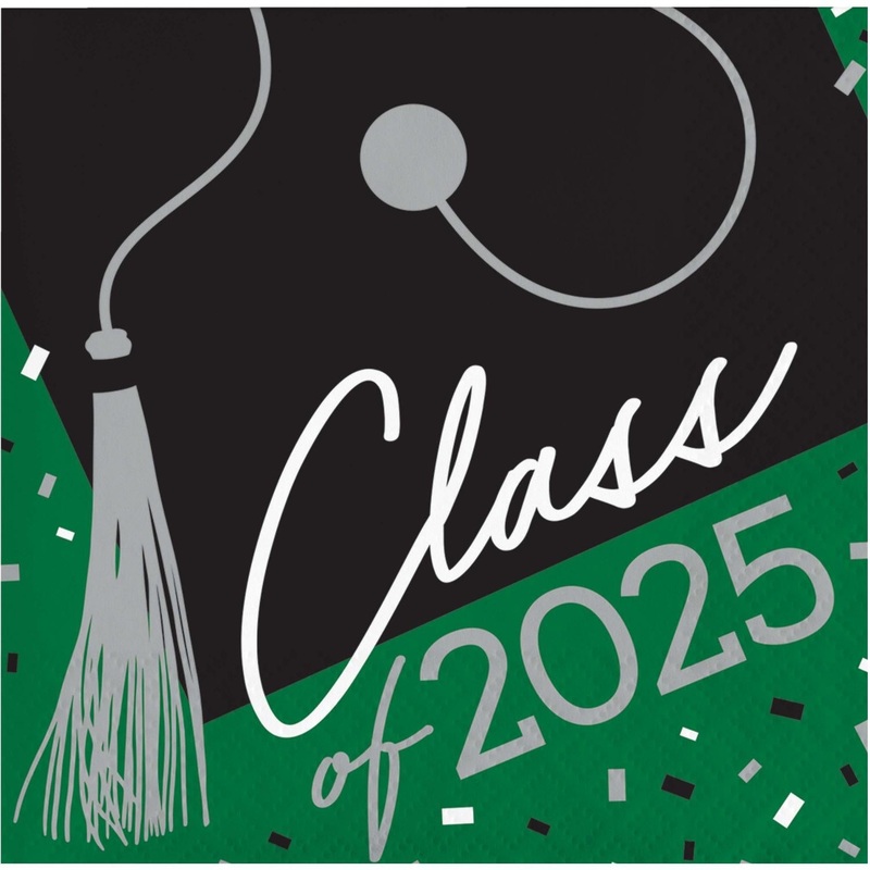 Emerald Green Graduation Class of 2025 Beverage Napkins (36/Pkg)