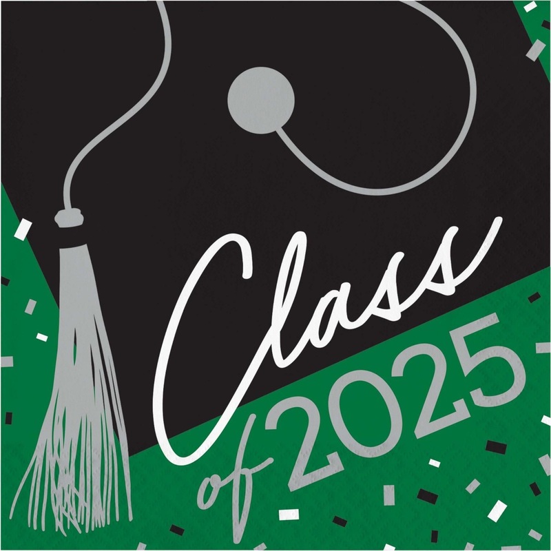 Emerald Green Graduation Class of 2025 Luncheon Napkins (36/Pkg)